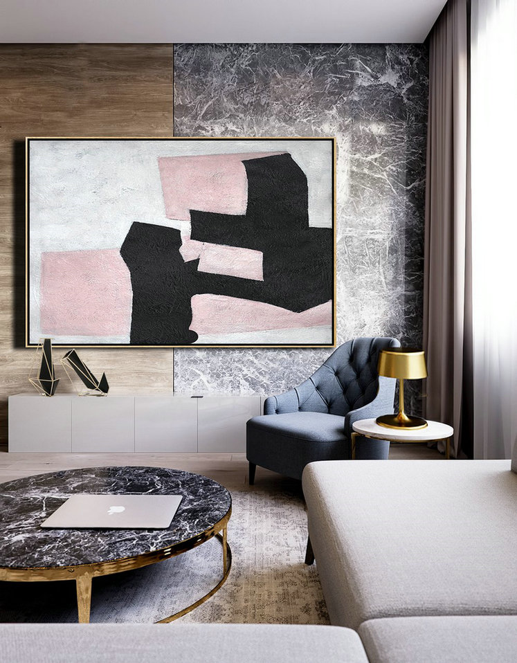Large Abstract Painting,Hand-Painted Oversized Horizontal Minimal Art On Canvas,Custom Oil Painting